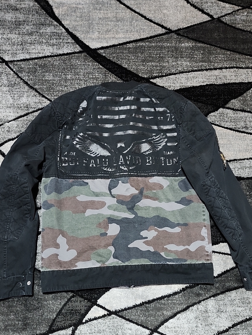 BUFFALO DAVID BITTON CAMO- PATCH- DUAL CARGO POCKETS FULL-ZIP BOMBER JACKET